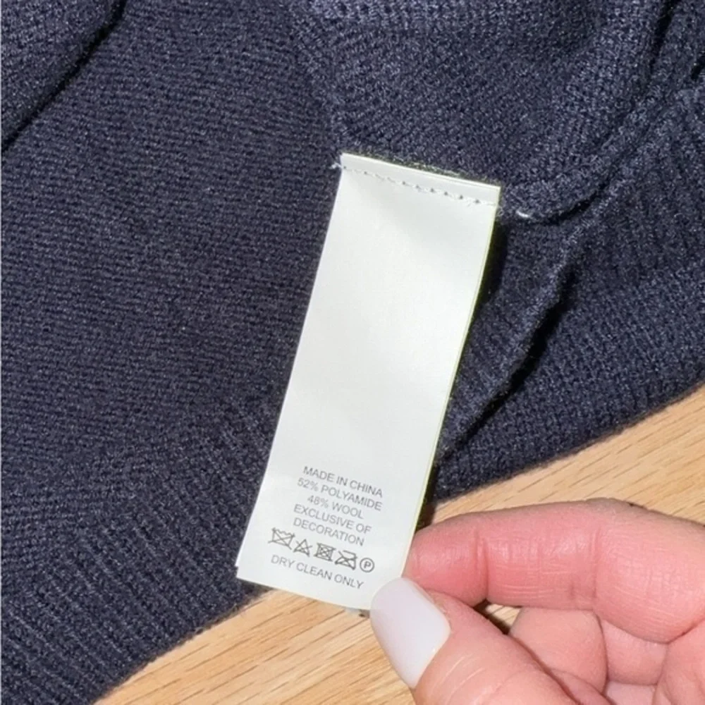 Kate Spade Broome Street Navy Blue Wool Blend Owl Crewneck Sweater Large‎